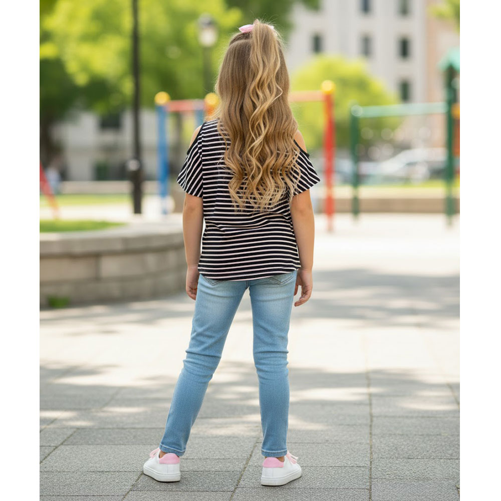 striped cold shoulder love top striped cold shoulder love top