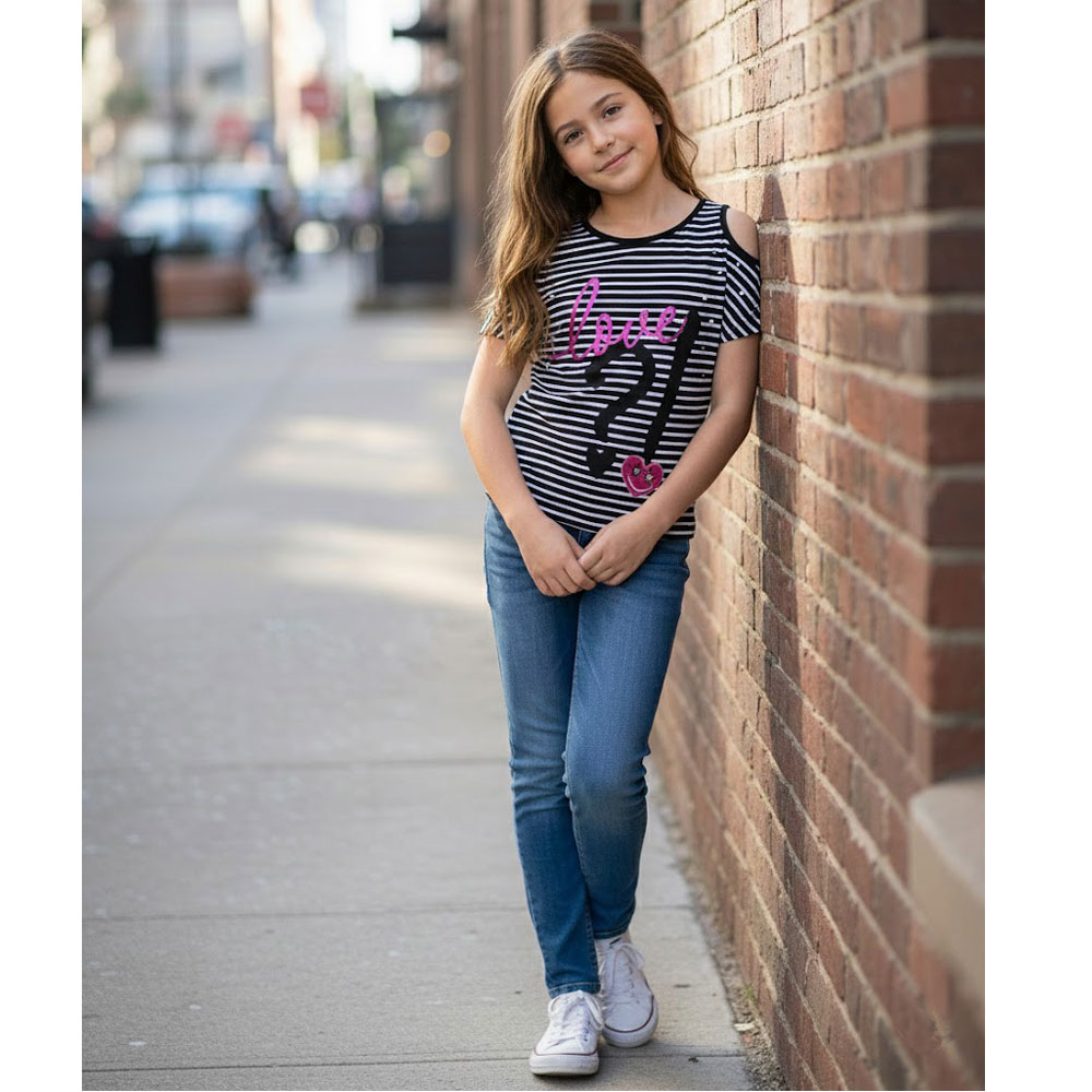 striped cold shoulder love top striped cold shoulder love top