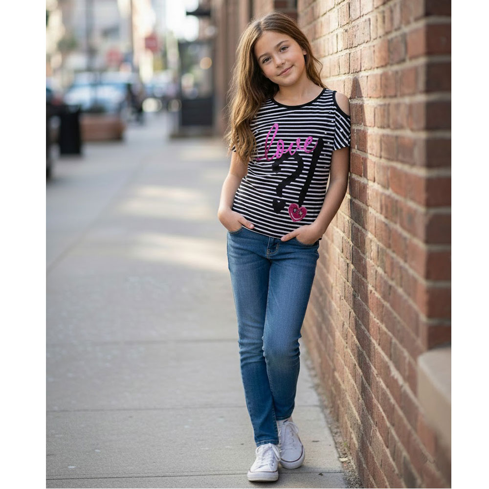 striped cold shoulder love top striped cold shoulder love top