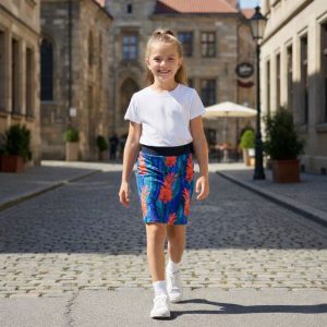 tropical print midi skirt