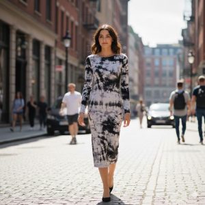 tie dye print midi dress